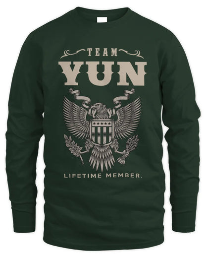 YUN TP06-K82 – Personalized Classic Style Apparel “Team NAME Lifetime Member” - Men's Long Sleeved T-Shirt - Forest Green