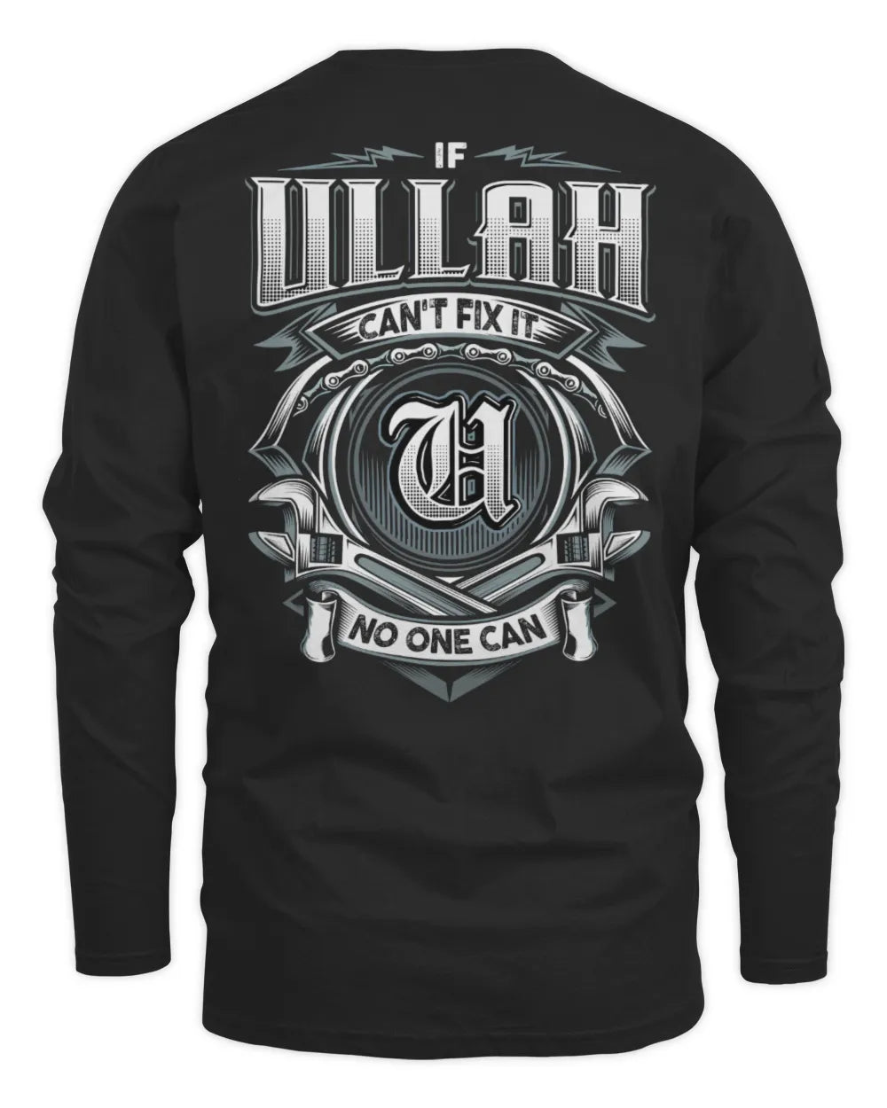 ULLAH AP81-K4-626 - Personalized Ahmed Quote Apparel “If Ahmed Can't Fix It, No One Can” - Men's Long Sleeved T-Shirt - Black