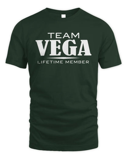 VEGA BL62-K4-128 - Personalized “Team NAME Lifetime Member” - Unisex Standard T-Shirt - Forest Green