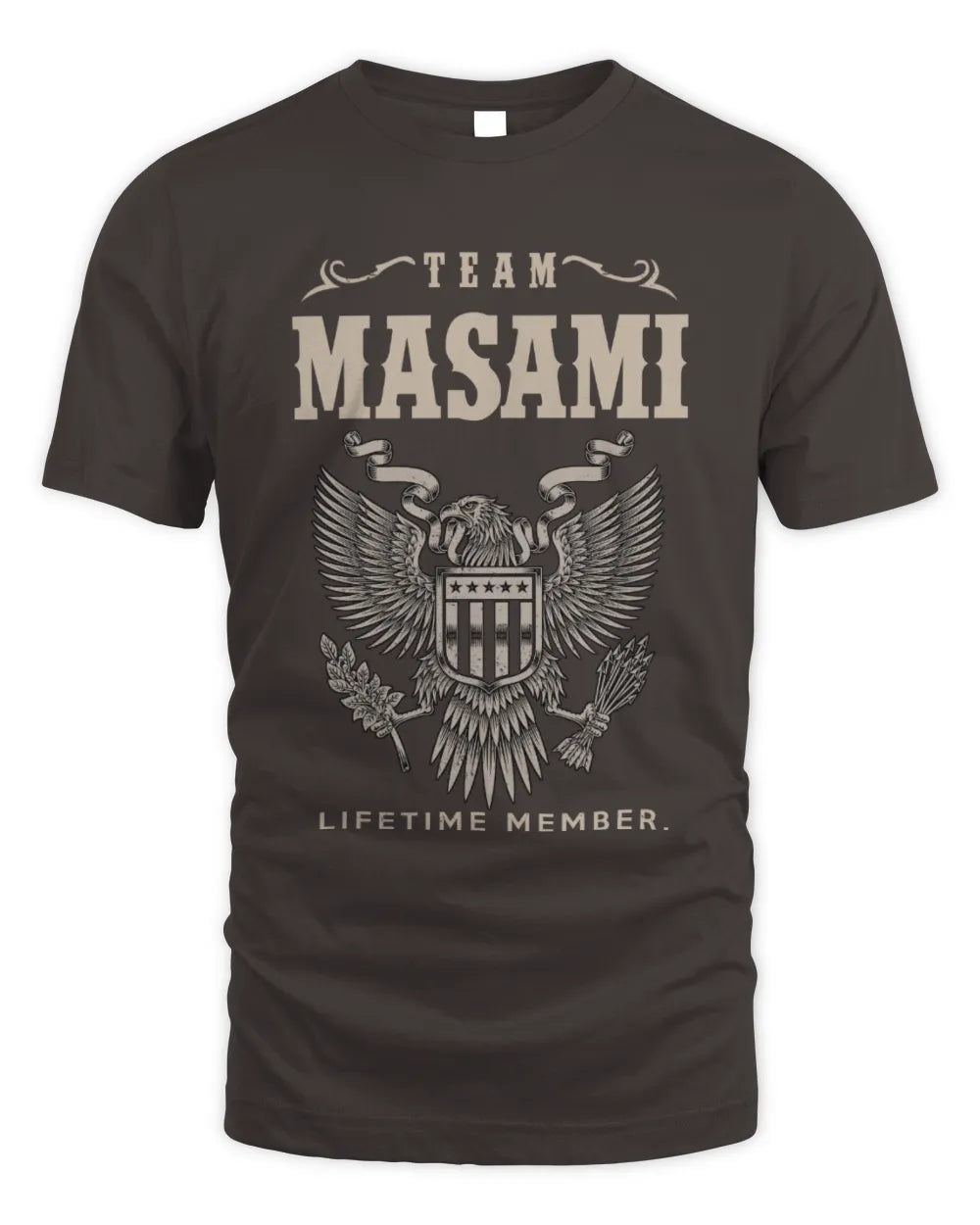 MASAMI TP06-K82 – Personalized Classic Style Apparel “Team NAME Lifetime Member” - Unisex Standard T-Shirt - Dark Chocolate