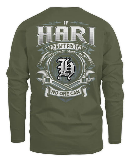 HARI AP81-K4-626 - Personalized Ahmed Quote Apparel “If Ahmed Can't Fix It, No One Can” - Men's Long Sleeved T-Shirt - Military Green