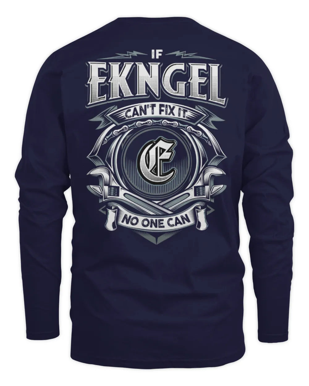 EKNGEL AP81-K4-626 - Personalized Ahmed Quote Apparel “If Ahmed Can't Fix It, No One Can” - Men's Long Sleeved T-Shirt - Navy