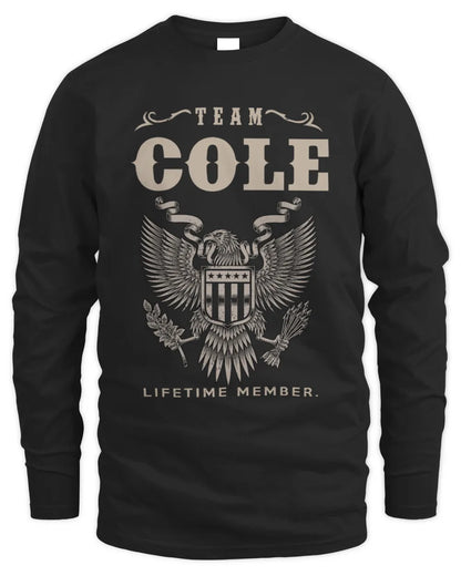 COLE TP06-K82 – Personalized Classic Style Apparel “Team NAME Lifetime Member” - Men's Long Sleeved T-Shirt - Black