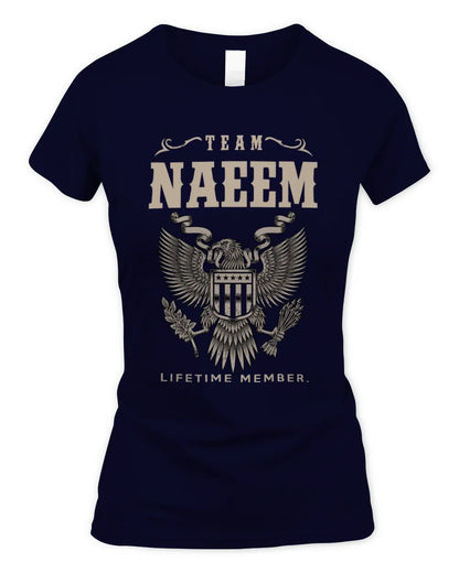 NAEEM TP06-K82 – Personalized Classic Style Apparel “Team NAME Lifetime Member” - Women's Standard T-Shirt - Navy