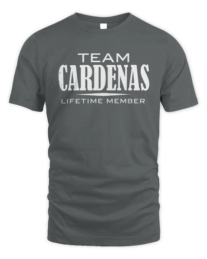 CARDENAS BL62-K4-128 - Personalized “Team NAME Lifetime Member” - Unisex Standard T-Shirt - Charcoal