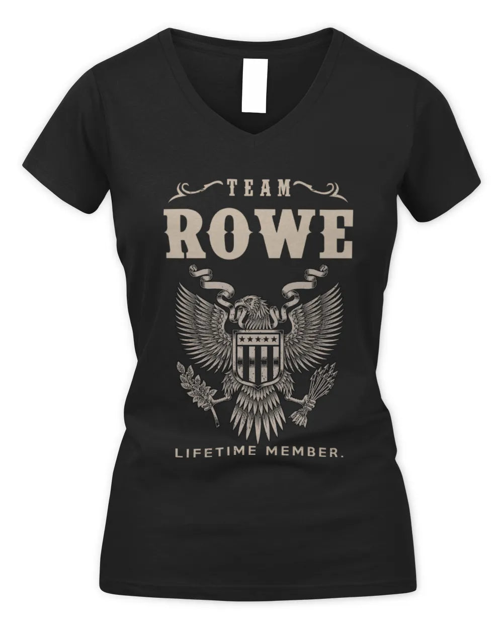 ROWE TP06-K82 – Personalized Classic Style Apparel “Team NAME Lifetime Member” - Women's V-Neck T-Shirt - Black