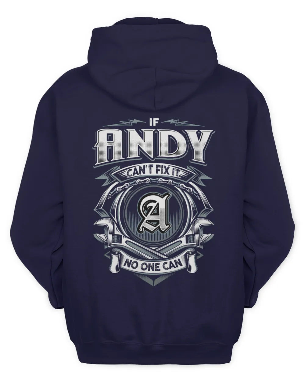 ANDY AP81-K4-626 - Personalized Ahmed Quote Apparel “If Ahmed Can't Fix It, No One Can” - Unisex Hoodie - Navy