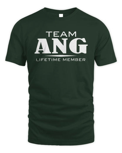 ANG BL62-K4-128 - Personalized “Team NAME Lifetime Member” - Unisex Standard T-Shirt - Forest Green