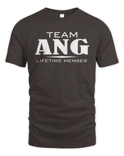 ANG BL62-K4-128 - Personalized “Team NAME Lifetime Member” - Unisex Standard T-Shirt - Dark Chocolate