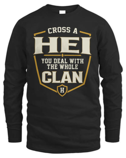 HEI NT1-K008 Cross A/An NAME, You Deal With the Whole Clan | Personalized Vintage T-Shirt - Men's Long Sleeved T-Shirt - Black