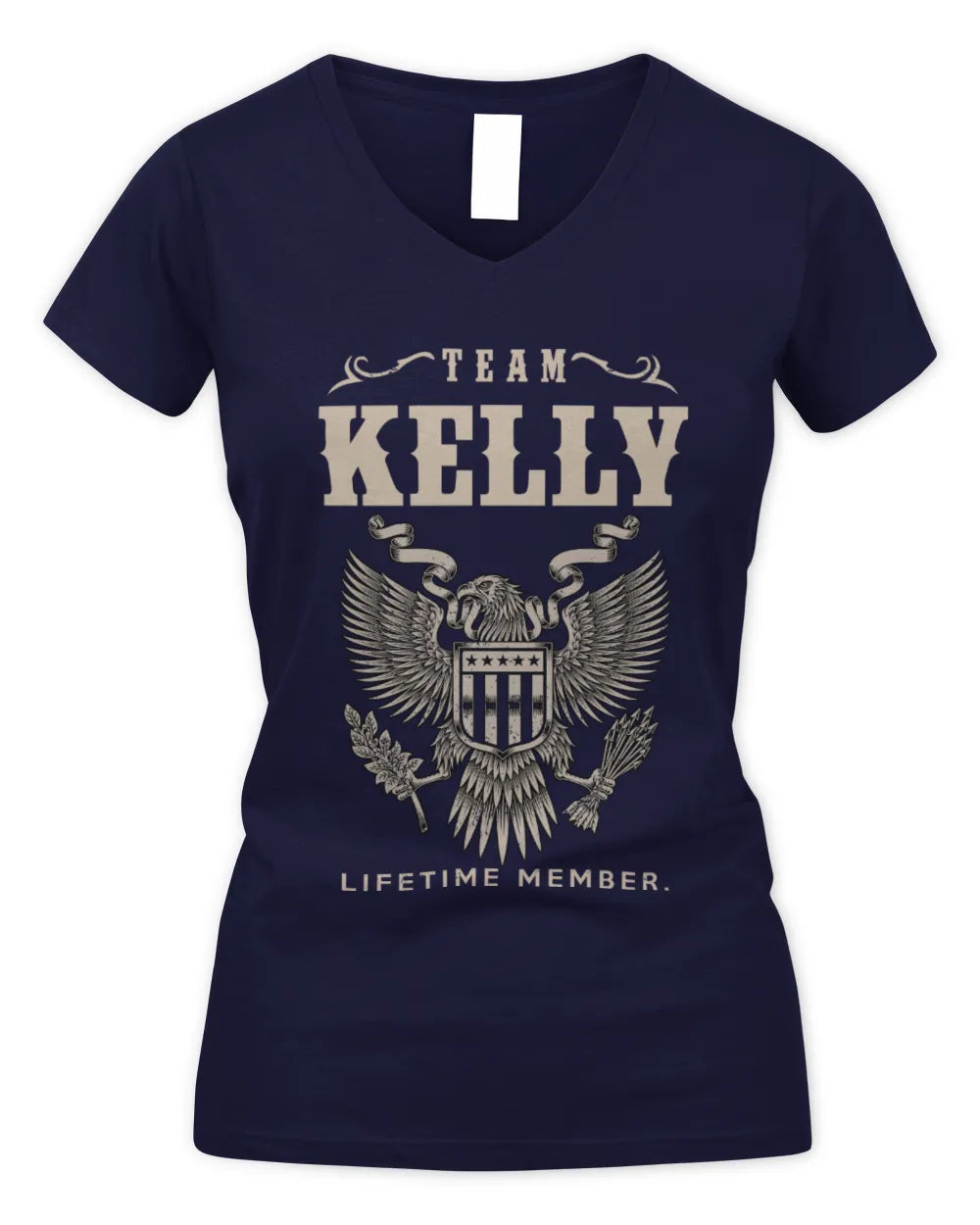 KELLY TP06-K82 – Personalized Classic Style Apparel “Team NAME Lifetime Member” - Women's V-Neck T-Shirt - Navy