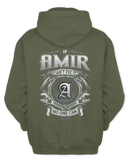 AMIR AP81-K4-626 - Personalized Ahmed Quote Apparel “If Ahmed Can't Fix It, No One Can” - Unisex Hoodie - Military Green