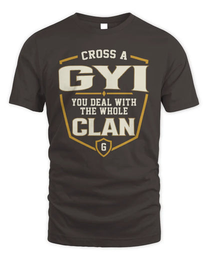 GYI NT1-K008 Cross A/An NAME, You Deal With the Whole Clan | Personalized Vintage T-Shirt - Unisex Standard T-Shirt - Dark Chocolate