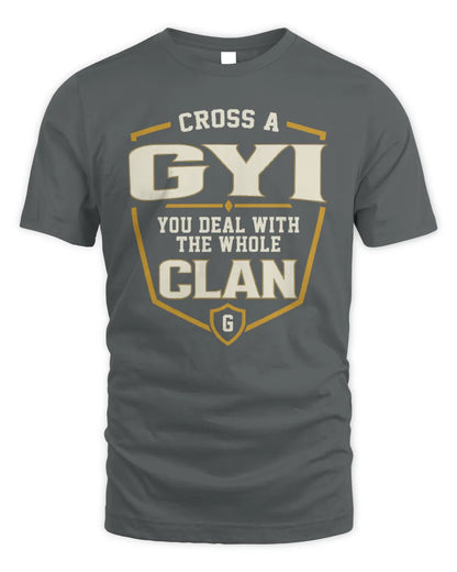 GYI NT1-K008 Cross A/An NAME, You Deal With the Whole Clan | Personalized Vintage T-Shirt - Unisex Standard T-Shirt - Charcoal