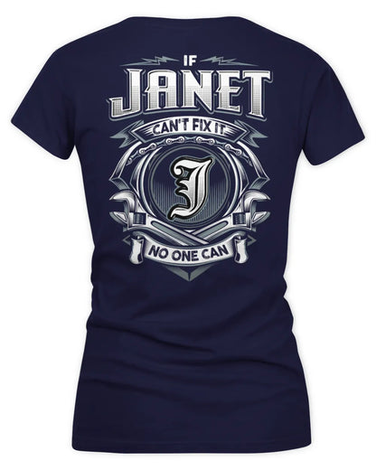 JANET AP81-K4-626 - Personalized Ahmed Quote Apparel “If Ahmed Can't Fix It, No One Can” - Women's V-Neck T-Shirt - Navy