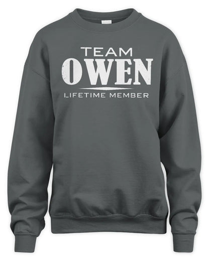 OWEN BL62-K4-128 - Personalized “Team NAME Lifetime Member” - Unisex Sweatshirt - Charcoal
