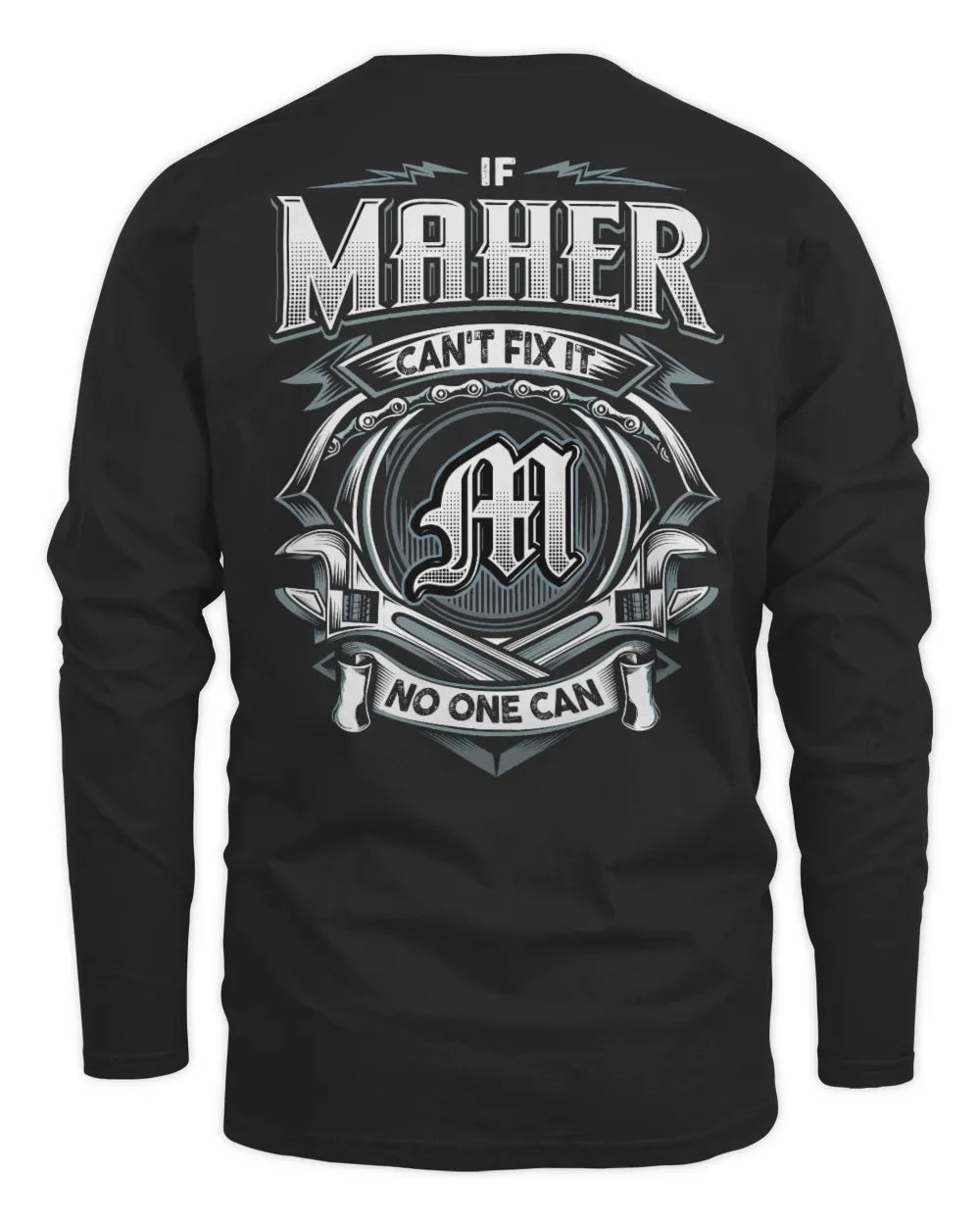 MAHER AP81-K4-626 - Personalized Ahmed Quote Apparel “If Ahmed Can't Fix It, No One Can” - Men's Long Sleeved T-Shirt - Black