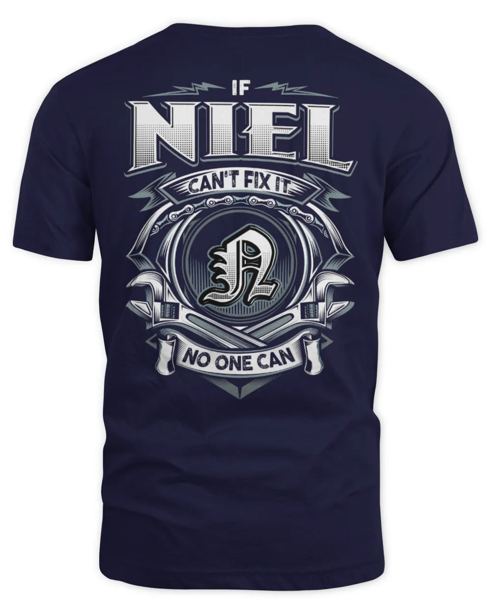 NIEL AP81-K4-626 - Personalized Ahmed Quote Apparel “If Ahmed Can't Fix It, No One Can” - Unisex Standard T-Shirt - Navy