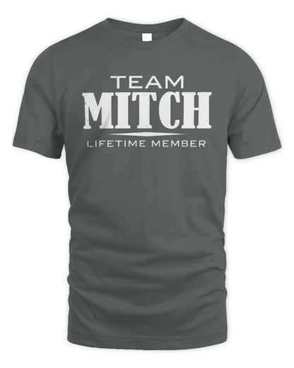 MITCH BL62-K4-128 - Personalized “Team NAME Lifetime Member” - Unisex Standard T-Shirt - Charcoal