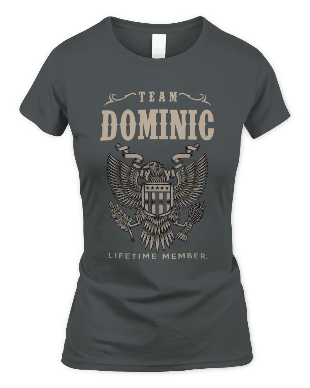 DOMINIC TP06-K82 – Personalized Classic Style Apparel “Team NAME Lifetime Member” - Women's Standard T-Shirt - Charcoal