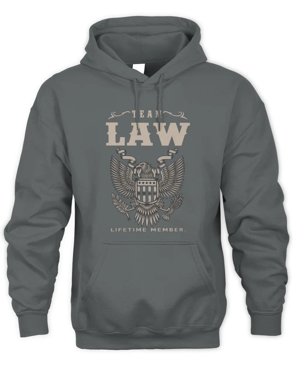 LAW TP06-K82 – Personalized Classic Style Apparel “Team NAME Lifetime Member” - Unisex Hoodie - Charcoal