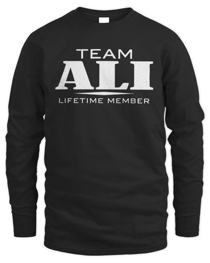 ALI BL62-K4-128 - Personalized “Team NAME Lifetime Member” - Men's Long Sleeved T-Shirt - Black