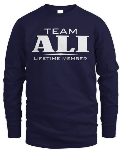ALI BL62-K4-128 - Personalized “Team NAME Lifetime Member” - Men's Long Sleeved T-Shirt - Navy