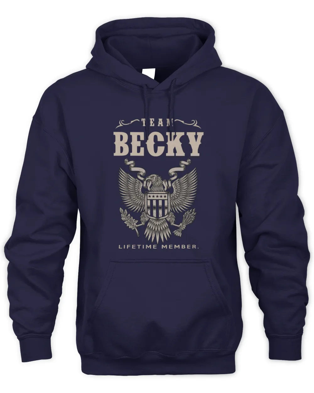 BECKY TP06-K82 – Personalized Classic Style Apparel “Team NAME Lifetime Member” - Unisex Hoodie - Navy