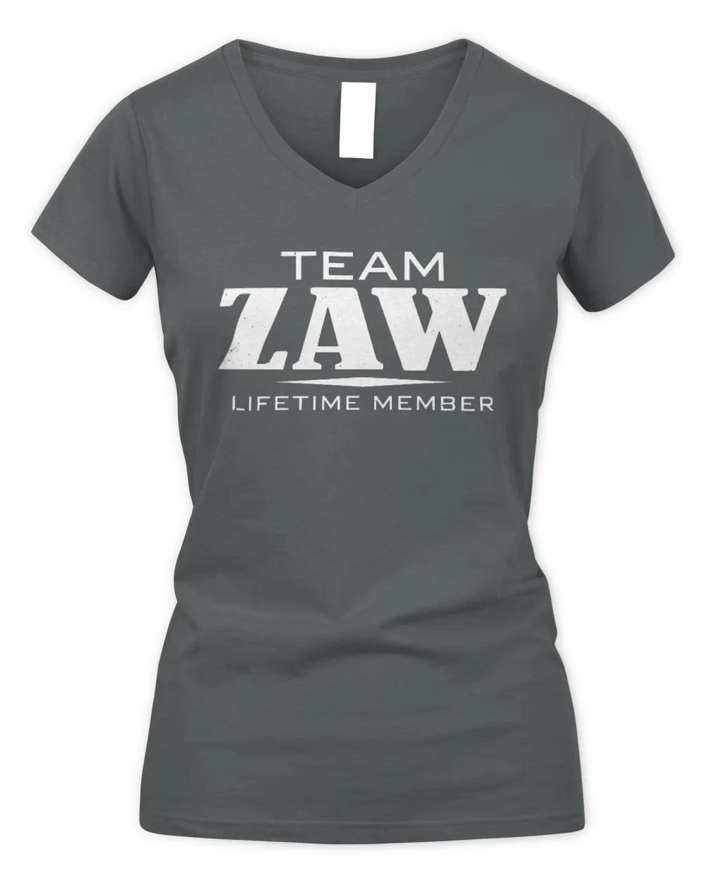 ZAW BL62-K4-128 - Personalized “Team NAME Lifetime Member” - Women's V-Neck T-Shirt - Charcoal