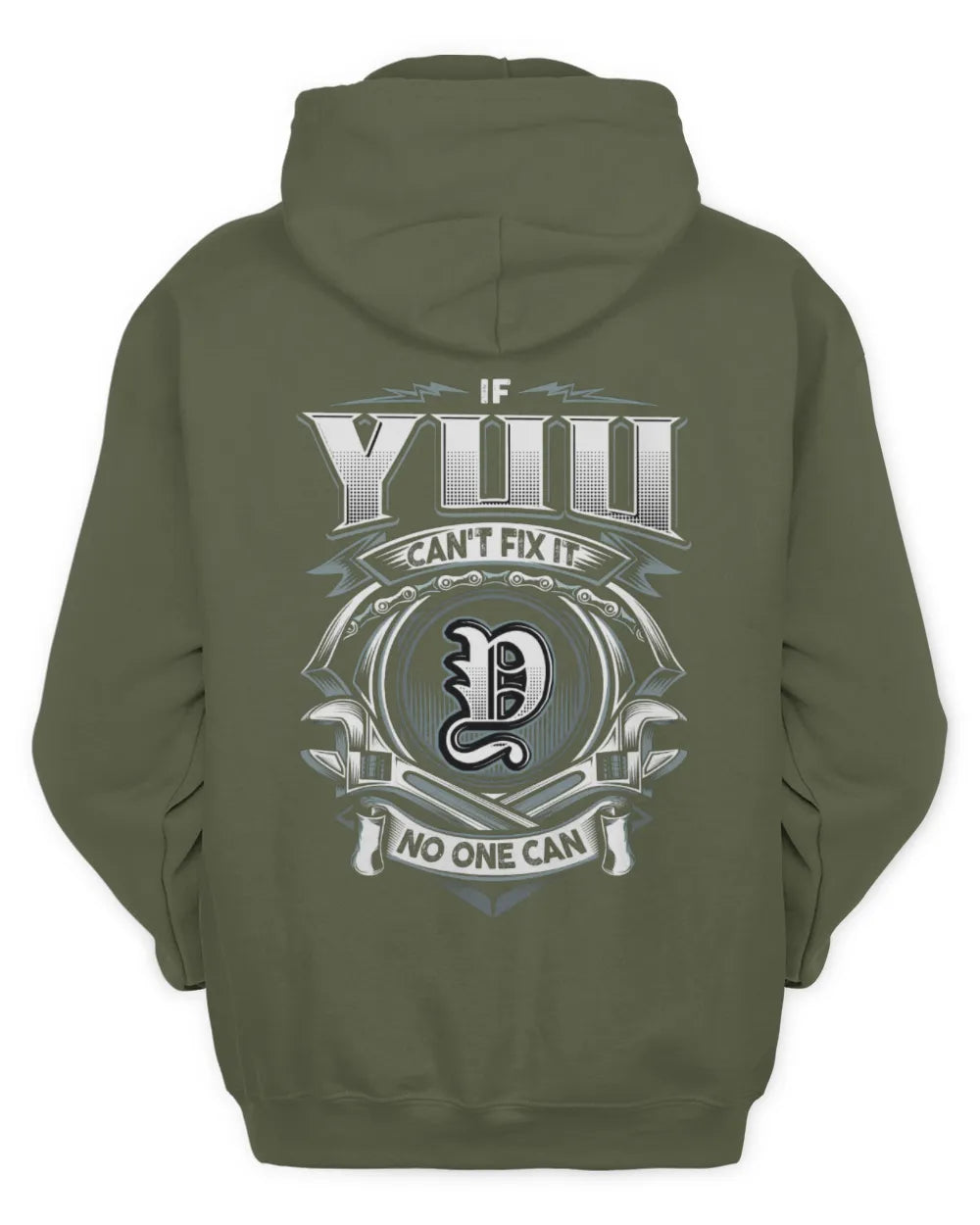 YUU AP81-K4-626 - Personalized Ahmed Quote Apparel “If Ahmed Can't Fix It, No One Can” - Unisex Hoodie - Military Green