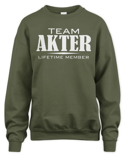 AKTER BL62-K4-128 - Personalized “Team NAME Lifetime Member” - Unisex Sweatshirt - Military Green