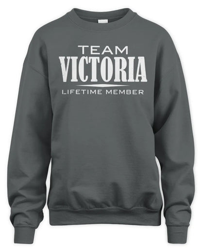 VICTORIA BL62-K4-128 - Personalized “Team NAME Lifetime Member” - Unisex Sweatshirt - Charcoal