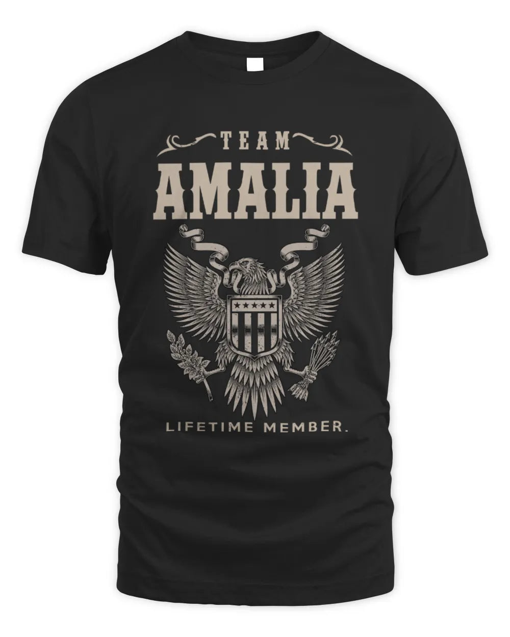 AMALIA TP06-K82 – Personalized Classic Style Apparel “Team NAME Lifetime Member” - Unisex Standard T-Shirt - Black