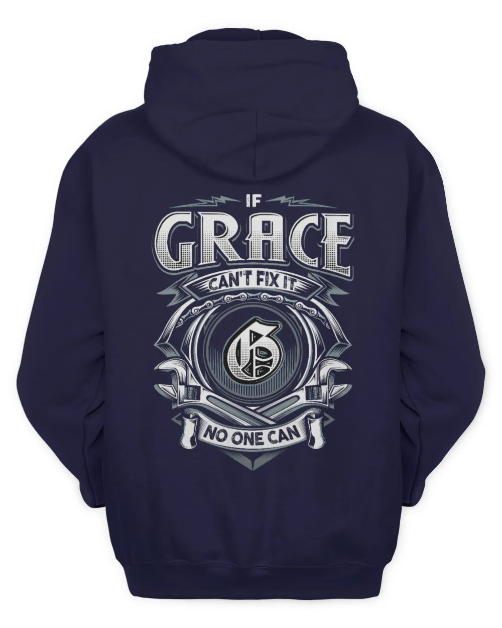GRACE AP81-K4-626 - Personalized Ahmed Quote Apparel “If Ahmed Can't Fix It, No One Can” - Unisex Hoodie - Navy