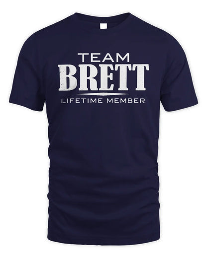 BRETT BL62-K4-128 - Personalized “Team NAME Lifetime Member” - Unisex Standard T-Shirt - Navy
