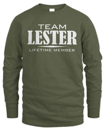 LESTER BL62-K4-128 - Personalized “Team NAME Lifetime Member” - Men's Long Sleeved T-Shirt - Military Green