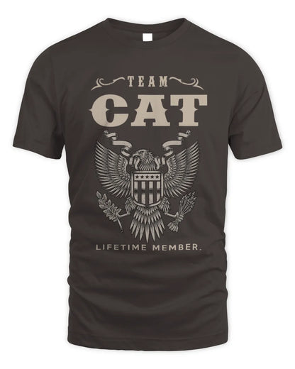 CAT TP06-K82 – Personalized Classic Style Apparel “Team NAME Lifetime Member” - Unisex Standard T-Shirt - Dark Chocolate