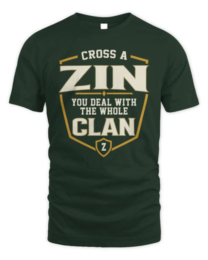 ZIN NT1-K008 Cross A/An NAME, You Deal With the Whole Clan | Personalized Vintage T-Shirt - Unisex Standard T-Shirt - Forest Green
