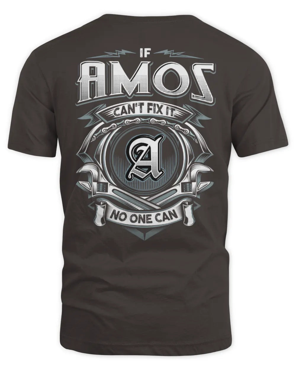 AMOS AP81-K4-626 - Personalized Ahmed Quote Apparel “If Ahmed Can't Fix It, No One Can” - Unisex Standard T-Shirt - Dark Chocolate