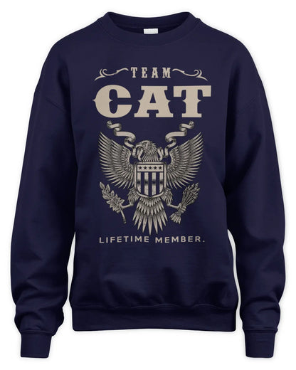 CAT TP06-K82 – Personalized Classic Style Apparel “Team NAME Lifetime Member” - Unisex Sweatshirt - Navy