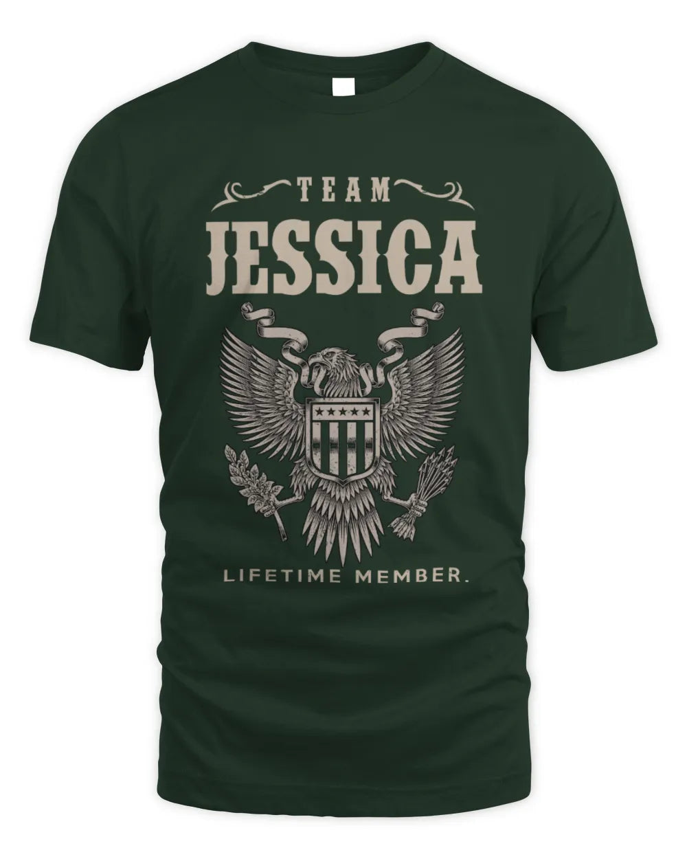 JESSICA TP06-K82 – Personalized Classic Style Apparel “Team NAME Lifetime Member” - Unisex Standard T-Shirt - Forest Green