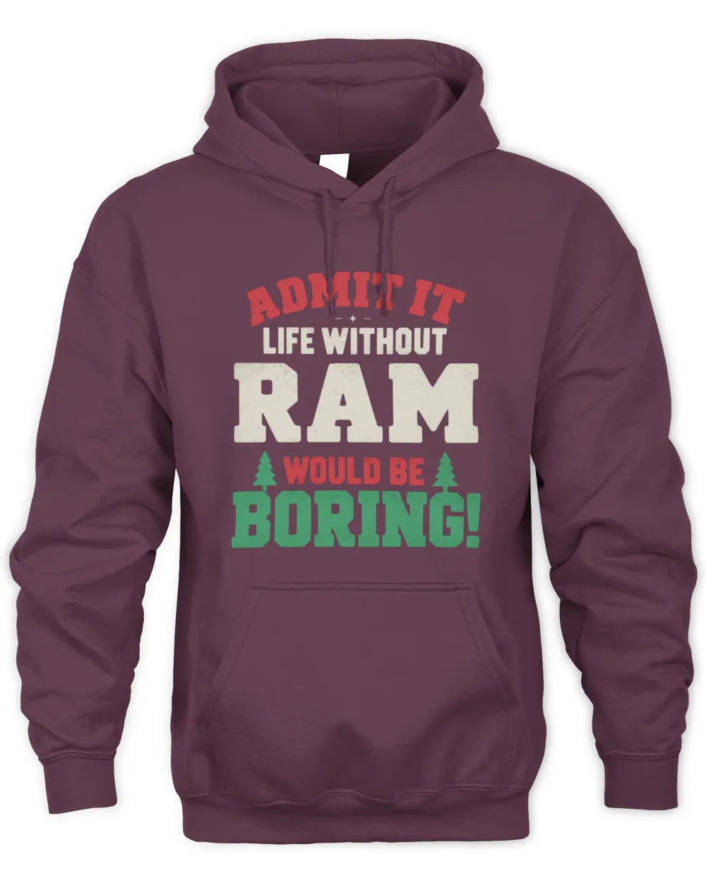 RAM P5 TH08 Christmas T-Shirt – “Life Without NAME Would Be Boring” - Unisex Hoodie - Maroon
