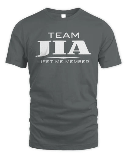 JIA BL62-K4-128 - Personalized “Team NAME Lifetime Member” - Unisex Standard T-Shirt - Charcoal