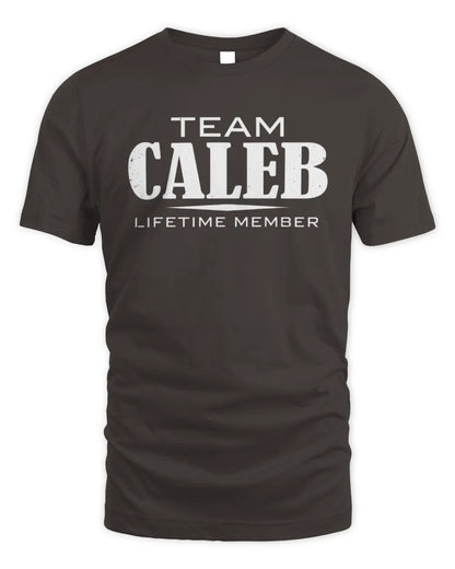 CALEB BL62-K4-128 - Personalized “Team NAME Lifetime Member” - Unisex Standard T-Shirt - Dark Chocolate