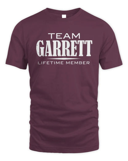 GARRETT BL62-K4-128 - Personalized “Team NAME Lifetime Member” - Unisex Standard T-Shirt - Maroon
