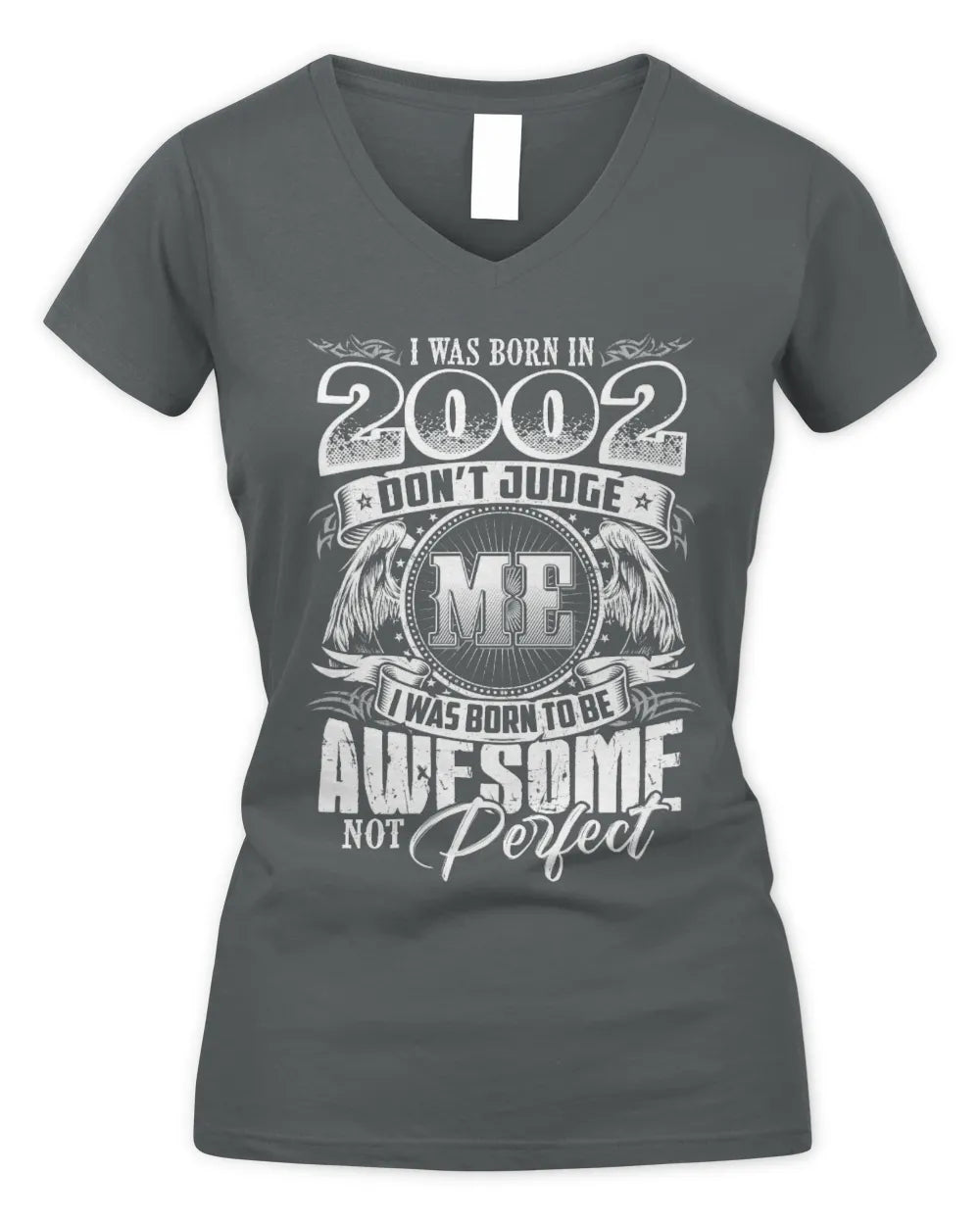 2002 HH89-K2 – Awesome Birth Year Quote T-Shirt - Women's V-Neck T-Shirt - Charcoal