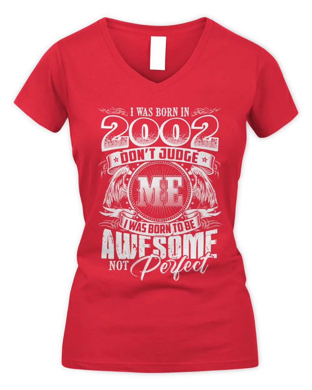 2002 HH89-K2 – Awesome Birth Year Quote T-Shirt - Women's V-Neck T-Shirt - Red