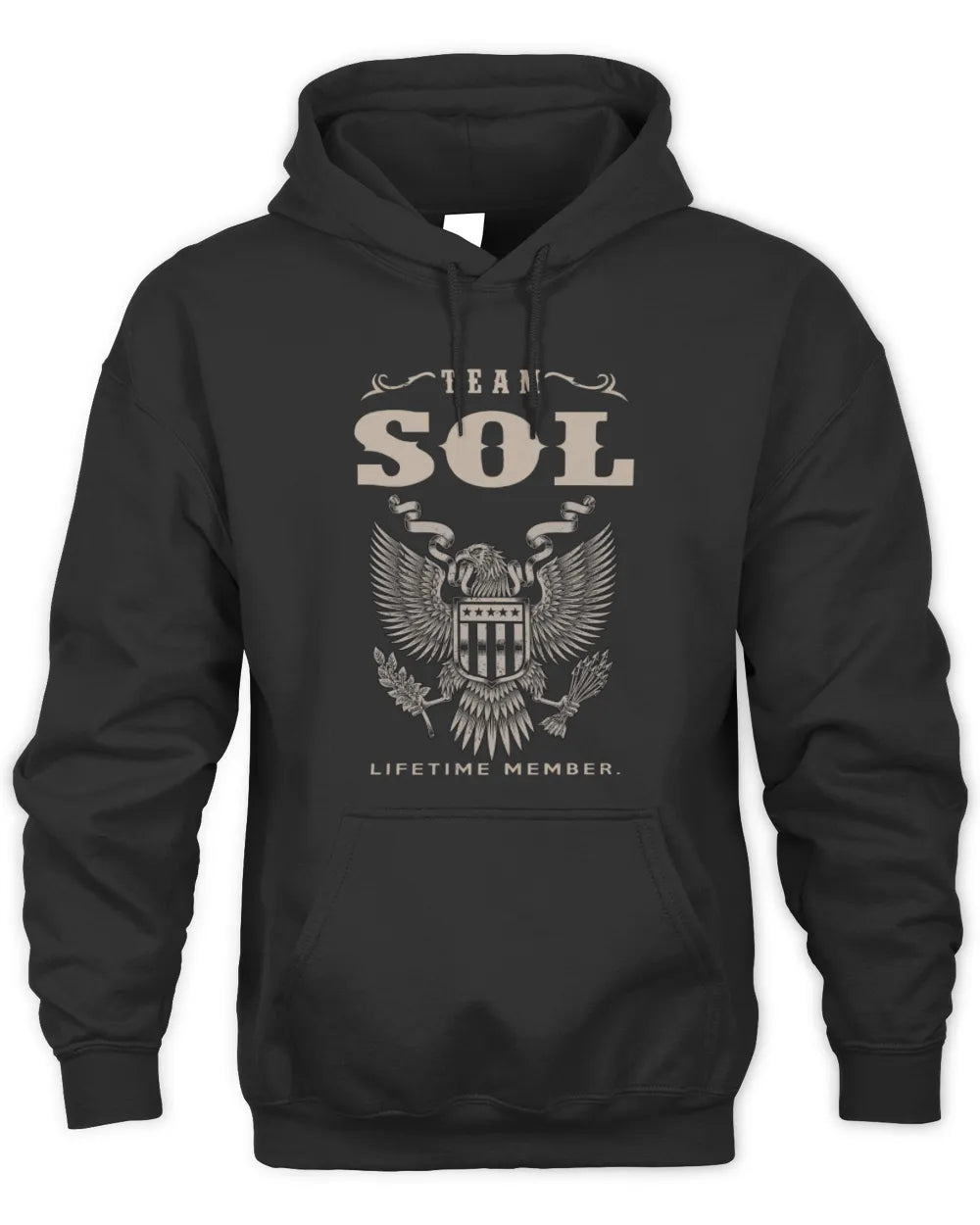 SOL TP06-K82 – Personalized Classic Style Apparel “Team NAME Lifetime Member” - Unisex Hoodie - Black