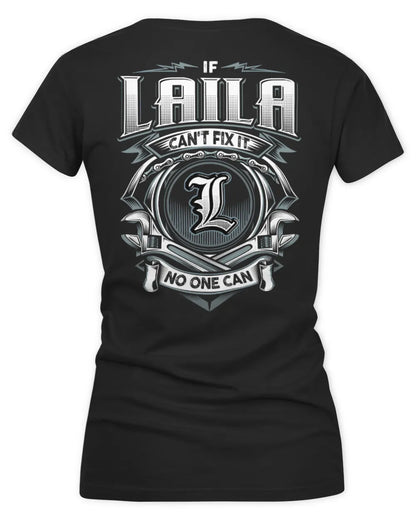 LAILA AP81-K4-626 - Personalized Ahmed Quote Apparel “If Ahmed Can't Fix It, No One Can” - Women's V-Neck T-Shirt - Black