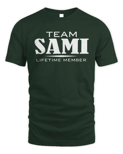 SAMI BL62-K4-128 - Personalized “Team NAME Lifetime Member” - Unisex Standard T-Shirt - Forest Green